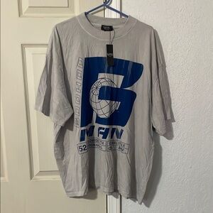 Gray and Blue Short Sleeve Tee with Bold B Graphic